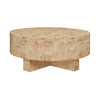 THICK TOP COFFEE TABLE WITH CROSS BASE IN BURL WOOD