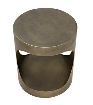 Eclipse Round Side Table, Metal with Aged Brass Finish