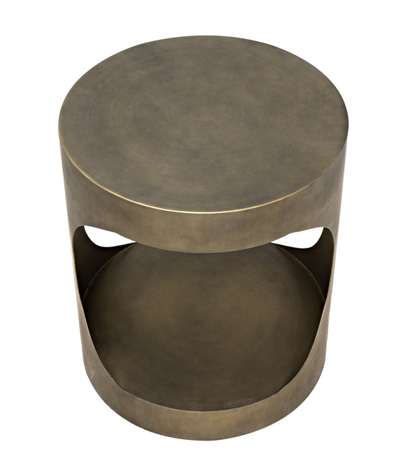 Eclipse Round Side Table, Metal with Aged Brass Finish