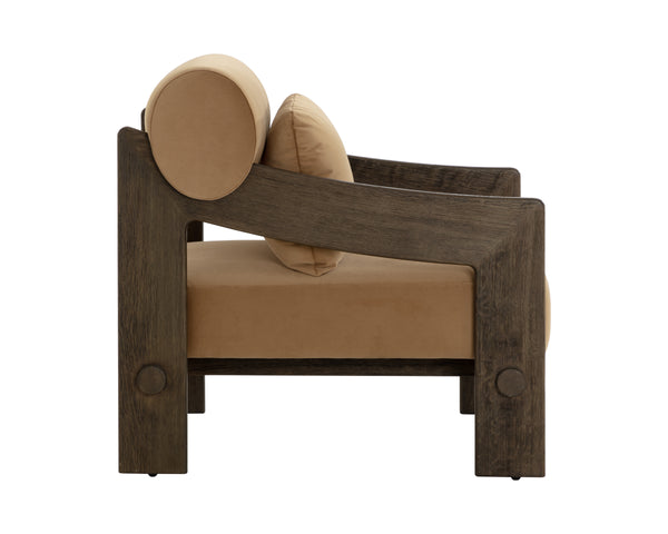 REIZO LOUNGE CHAIR - DISTRESSED BROWN - KONA CAMEL