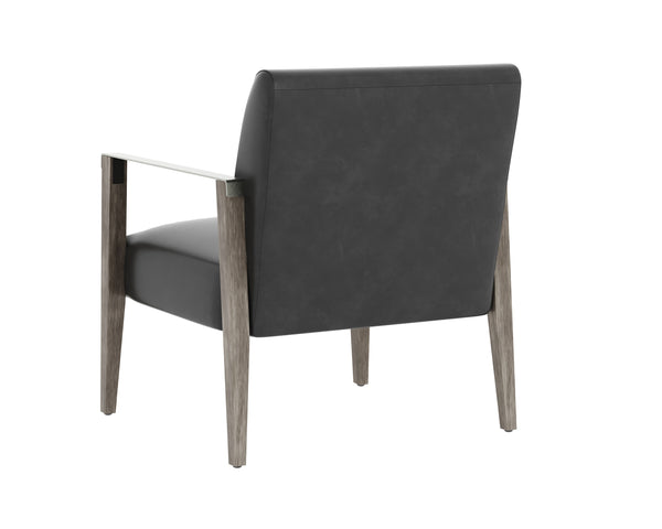 EARL LOUNGE CHAIR - ASH GREY - BRENTWOOD CHARCOAL LEATHER