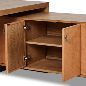 Posada L In Shaped Desk In Amber Oak Veneer