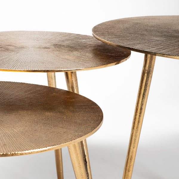 Reva III (Small) 16L x 16W Gold Round Top Cast Aluminum Accent Table