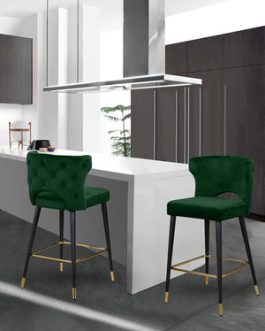Allan Stool In Green Velvet