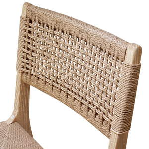 RATTAN WRAPPED DINING CHAIR IN MATTE CERUSED OAK