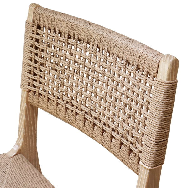 RATTAN WRAPPED DINING CHAIR IN MATTE CERUSED OAK