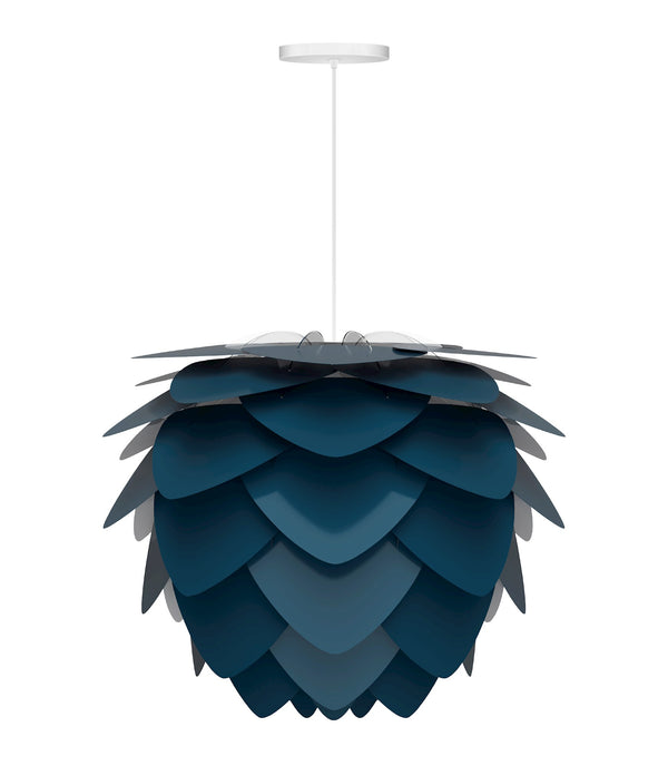 Aluvia Medium Hardwired Pendant in Petrol with White Cord