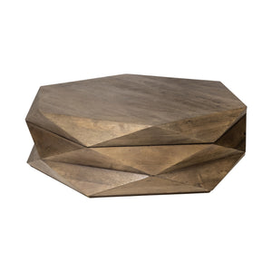 Arreto Hexagonal Hinged Solid Wood Top and Base Coffee Table
