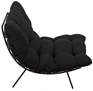 Hanzo Sungkai/Mindi Chair with Industrial Steel Legs in Charcoal Black Cotton