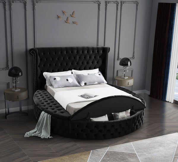 Lorena Full Bed In Black Velvet