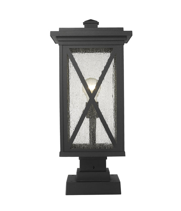 Brookside 1 Light Outdoor Pier Mounted Fixture in Black Finish