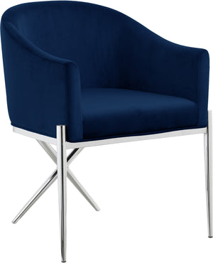 Doris Dining Chair In Navy Velvet and Chrome