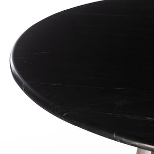 Palermo 47" Black Marble Round Dining Table, Matte Brown