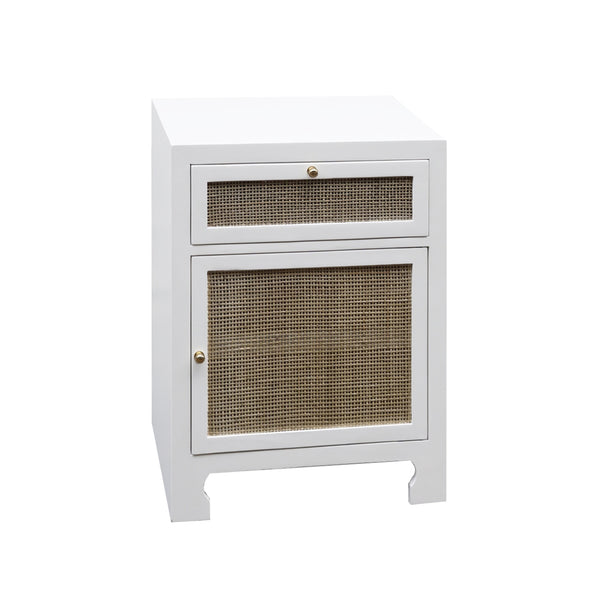 CABINET W CANE DOOR FRONT IN WHITE LACQUER