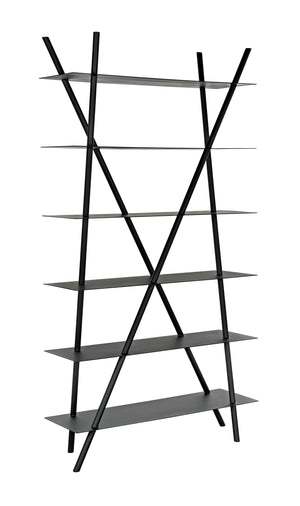Siddhartha Industrial Steel Bookcase in Matte Black