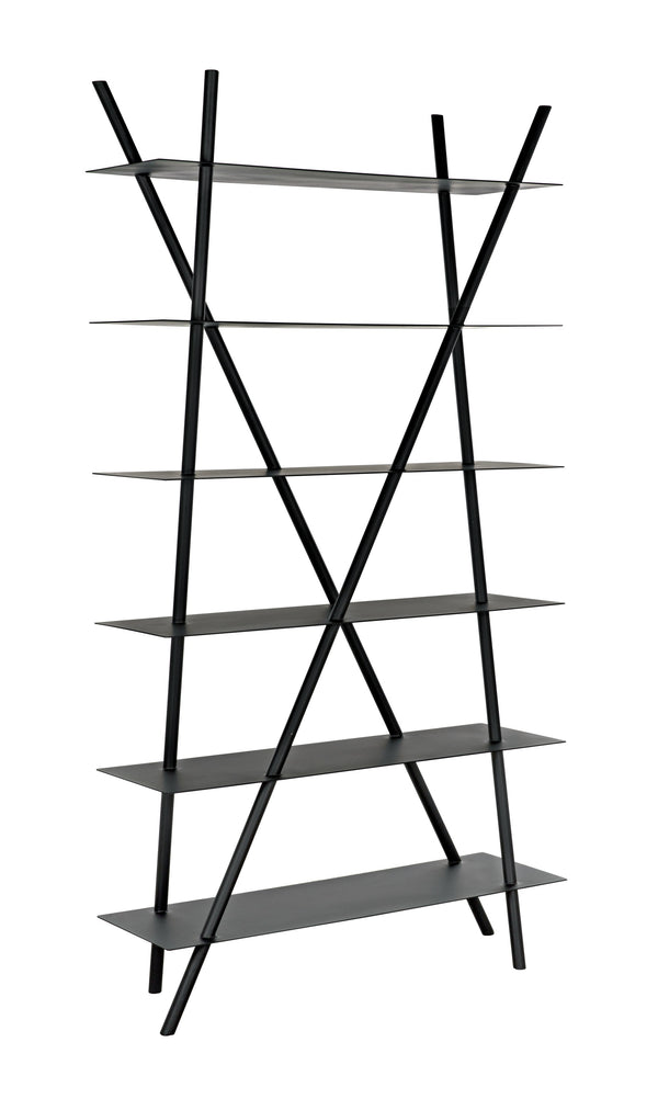 Siddhartha Industrial Steel Bookcase in Matte Black