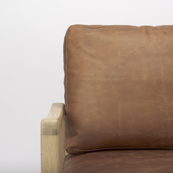Raeleigh 28.0L x 34.1W x 34.4H Cognac Leather W/ Light Brown Wood Frame Accent Chair