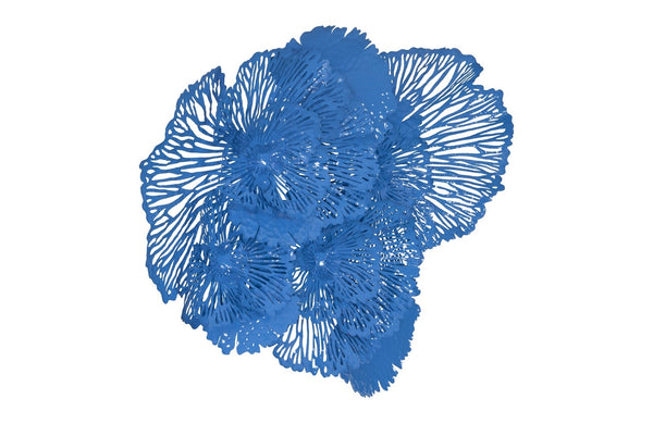 Flower Wall Art, Large, Blue, Metal