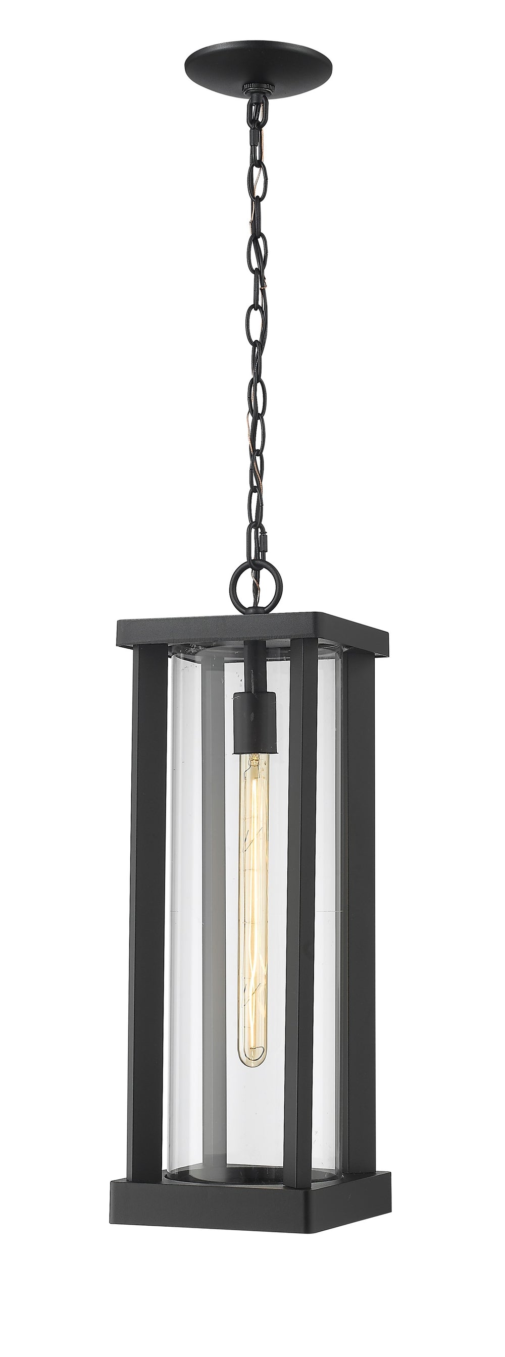 Glenwood 1 Light Outdoor Chain Mount Ceiling Fixture in Black Finish