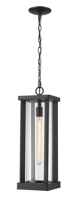 Glenwood 1 Light Outdoor Chain Mount Ceiling Fixture in Black Finish