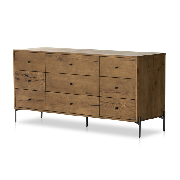 Eaton 9 Drawer Dresser In Amber Oak Resin