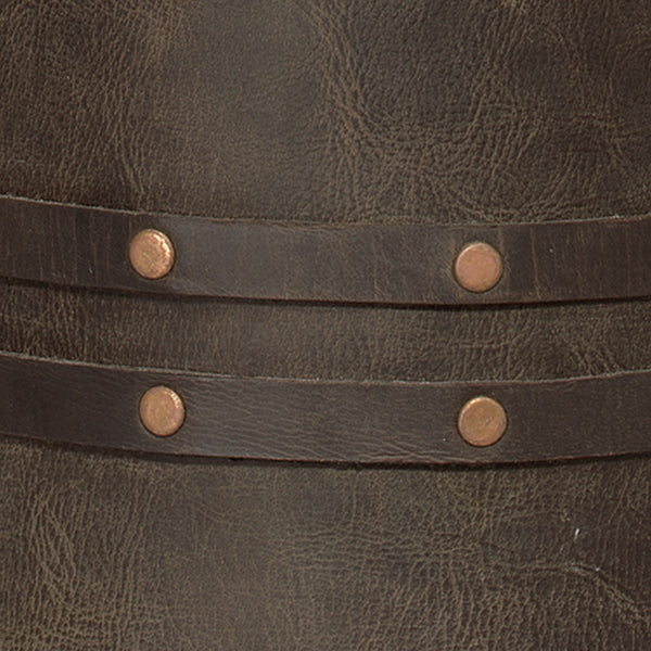Barrell Leather Table Lamp with Elephant Hemp Shade