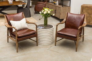 Kiannah Club Chair in Barrel Brown Leather
