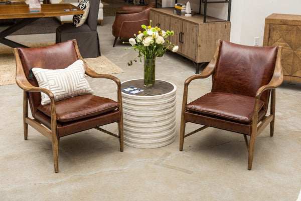 Kiannah Club Chair in Barrel Brown Leather