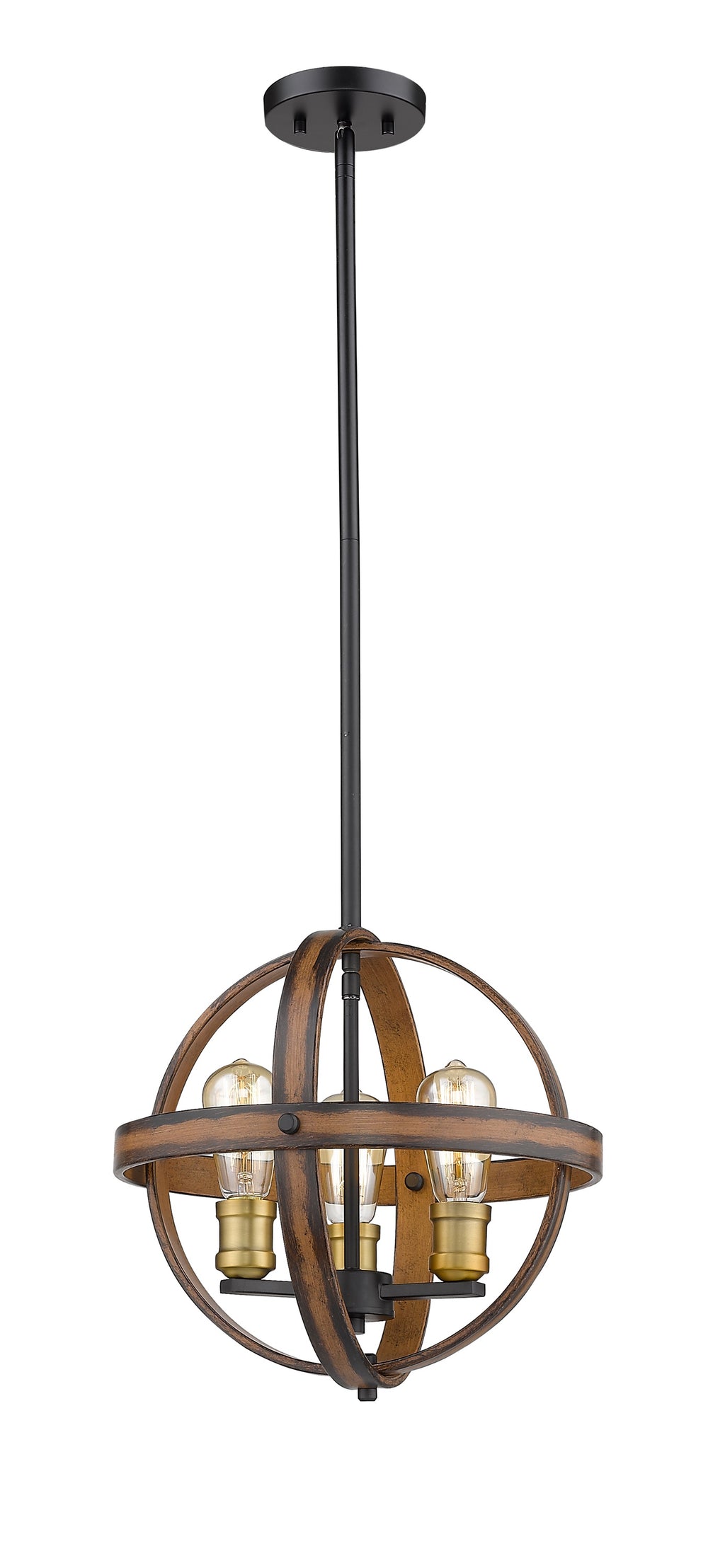 Kirkland 3 Light Pendant in Rustic Mahogany Finish