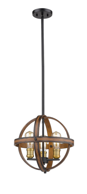 Kirkland 3 Light Pendant in Rustic Mahogany Finish