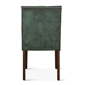 Madison Side Chair Green Velvet, Weathered Teak Legs