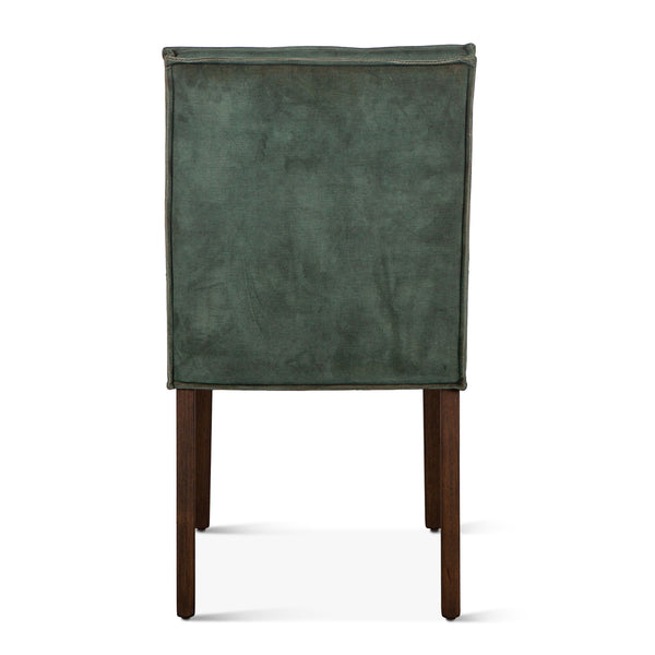 Madison Side Chair Green Velvet, Weathered Teak Legs