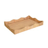 RECTANGULAR NATURAL RATTAN WRAPPED TRAY WITH WAVE SHAPED EDGE