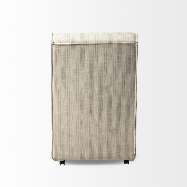 Damon Fully Upholstered Cream-Toned Fabric Dining Chair on Casters