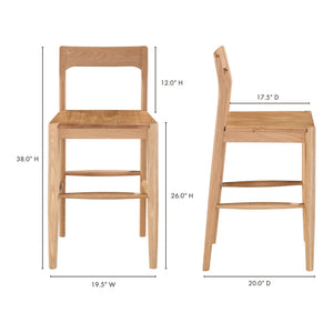 Moe's Owing Counter Stool in Natural Oak