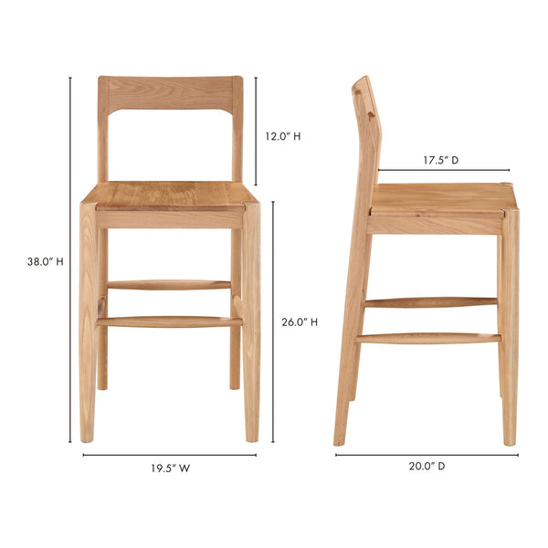 Moe's Owing Counter Stool in Natural Oak