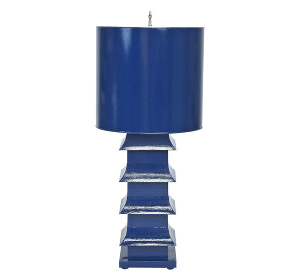 PAGODA LAMP LARGE WITH METAL SHADE NAVY