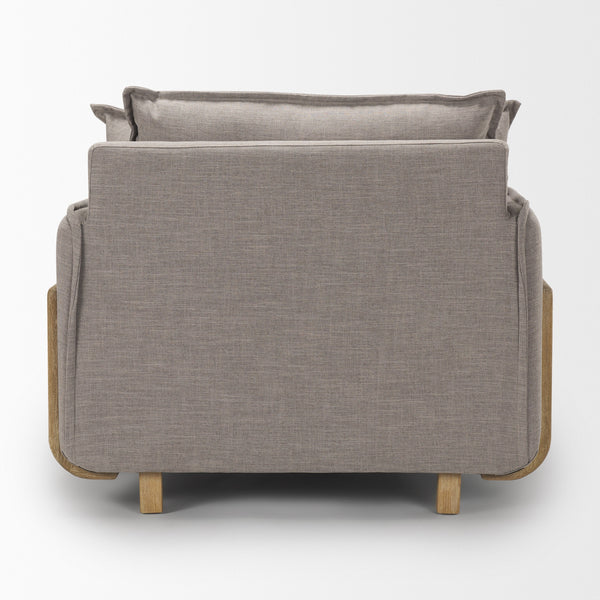 Roy II Flint Gray Upholstered and Brown Wood Frame Arm Chair