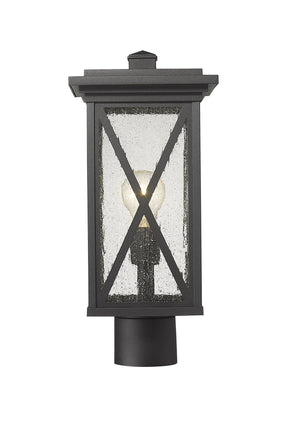Brookside 1 Light Outdoor Post Mount Fixture in Black Finish