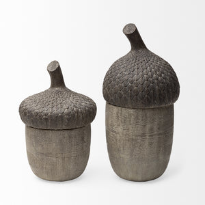 Mandor I (Small) 6L x 6W Brown Resin Acorn Box