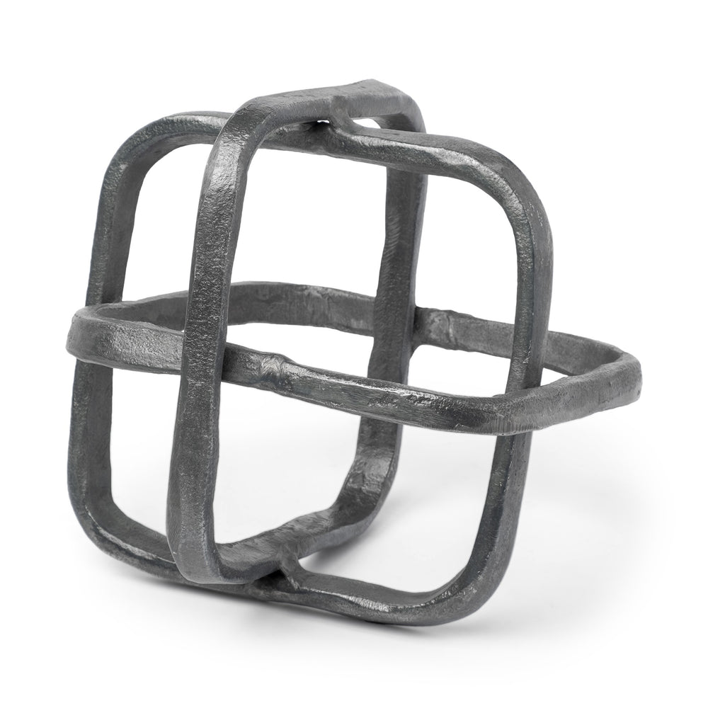 Willem II 9L x 9W Silver Metal Open Cube Decor Object