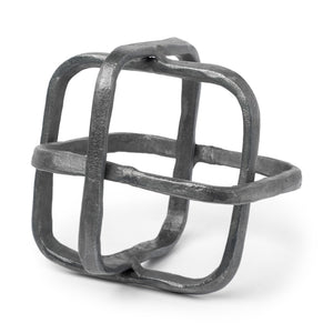 Willem II 9L x 9W Silver Metal Open Cube Decor Object