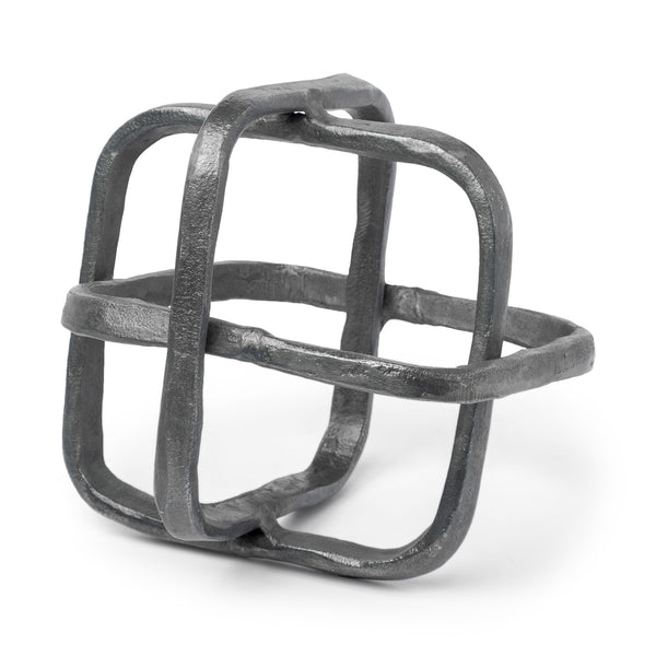 Willem II 9L x 9W Silver Metal Open Cube Decor Object