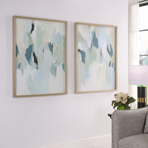 Seabreeze Abstract Framed Canvas Prints Set/2