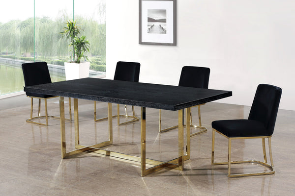 Rick Dining Chair In Black Velvet and Gold