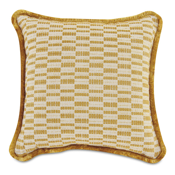 Leone Cushion in Chartreuse with Fringe Trim