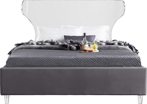 Levi Full Bed In Grey Velvet