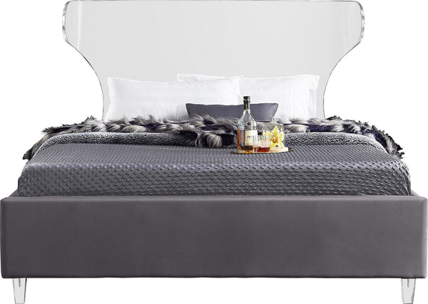 Levi Full Bed In Grey Velvet