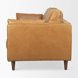 Elton  87.8L x 37.8W x 34.6H Tan Leather Sofa