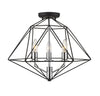 Geo 3 Light Semi Flush Mount in Matte Black + Chrome Finish